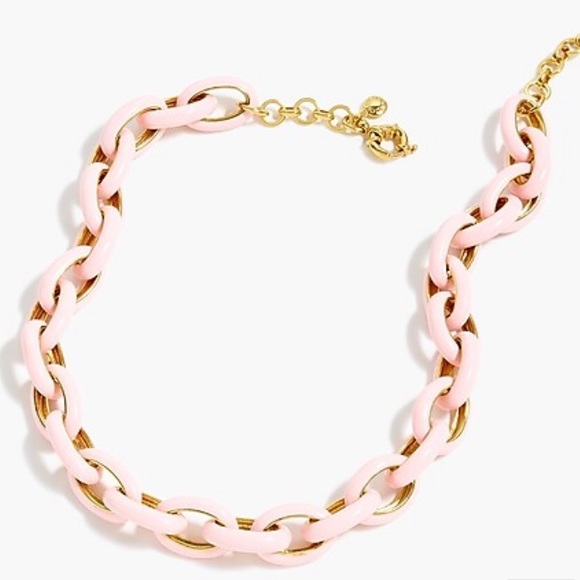 NWT J crew Enamel oval link necklace -pink